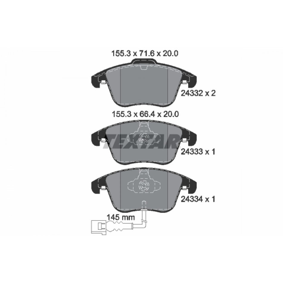 2433301 Front Brake Pad Volkswagen Aftermarket