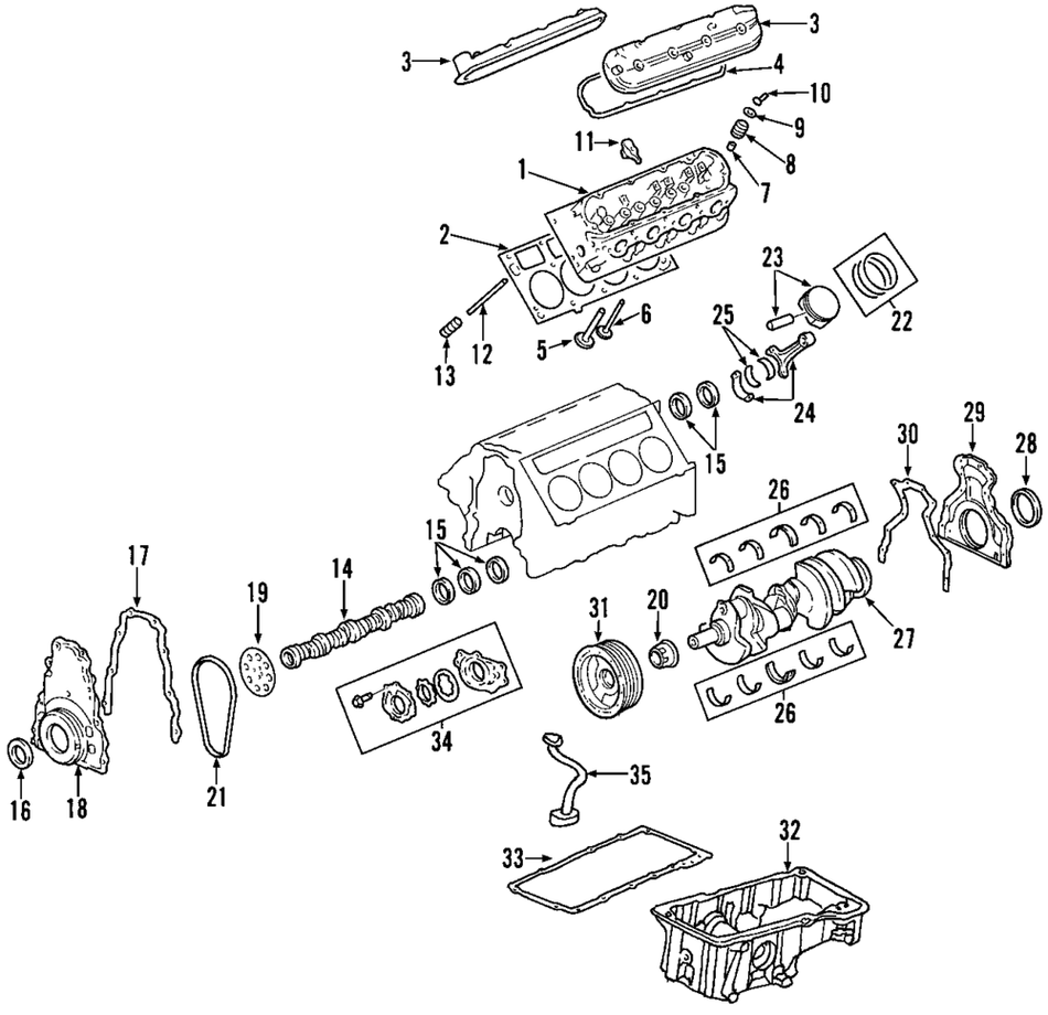 19167383 Camshaft Bearing Set GM Aftermarket