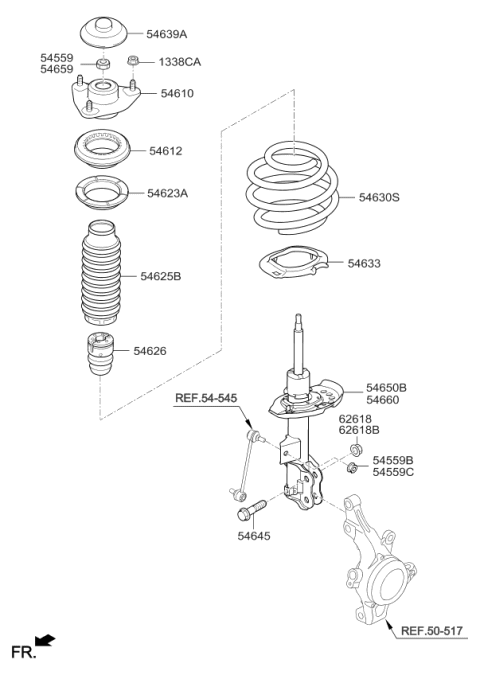 546512T420 Left Hand Front Shock Absorber Assembly KIA Genuine