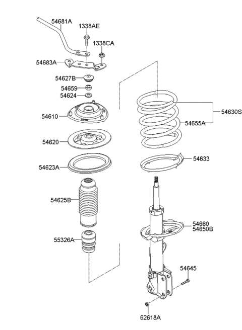 546512E500 LH Front Shock Hyundai Aftermarket