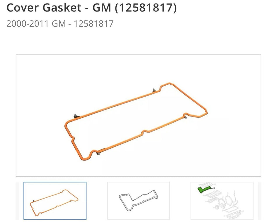 12581817 Valve Cover Gasket Left Hand GM Genuine