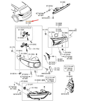 KB8M51150G Rear Right Hand Tail Lamp Mazda Genuine