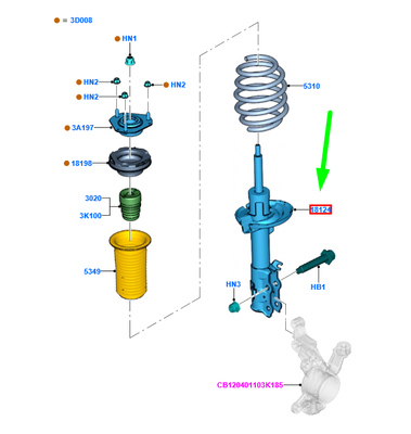 1737264 Front Left Shock Absorber Ford Aftermarket